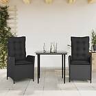vidaXL Matgrupp för trädgården med dynor 3 delar svart konstrotting 3213174