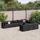 vidaXL Loungegrupp 10 delar med svarta dynor konstrotting 3308331