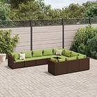 vidaXL Loungegrupp 10 delar med brun dynor konstrotting 3308334