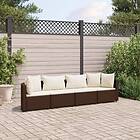 vidaXL Loungegrupp för trädgården med dynor 4 delar konstrotting brun 3308457