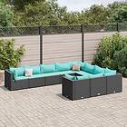 vidaXL Loungegrupp 10 delar med svarta dynor konstrotting 3308332