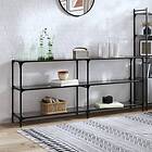 vidaXL Konsolbord med svart glasskiva 194,5x30x81 cm stål 846035