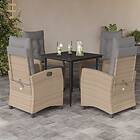 vidaXL Matgrupp för trädgården med dynor 5 delar mixbeige konstrotting 3212824