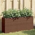 vidaXL Odlingslådor med 2 krukor st brun 90x20x40 cm konstrotting 3210514