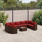 vidaXL Loungegrupp 10 delar med brun dynor konstrotting 3308405