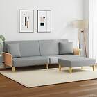 vidaXL Bäddsoffa 2-sits med kuddar och fotpall ljusgrå sammet 3216215