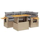 vidaXL Soffgrupp för trädgården med dynor 5 delar beige konstrotting 3271738