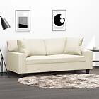vidaXL 2-sits soffa med prydnadskuddar gräddvit 140 cm konstläder 3200867