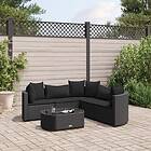 vidaXL Loungegrupp med dynor 6 delar svart konstrotting 3308395