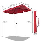 Vounot Parasol rectangulaire 2x1.25m avec housse de protection rouge