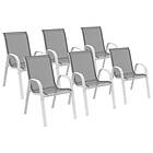 IDMarket Lot de 6 chaises de jardin LYMA métal et textilène empilables gris anthracite