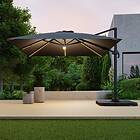 Avril Paris Parasol déporté LED 3x4m rectangle en aluminium housse rotatif 360° Anthracite-ROME