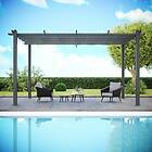 Avril Paris Tonnelle/Pergola aluminium 3x4m toile coulissante rétractable Gris Hero XL