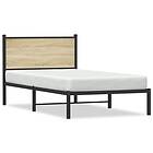 vidaXL Sängram med huvudgavel metall sonoma-ek 100x200 cm 4007711
