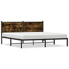 vidaXL Sängram med huvudgavel metall rökfärgad ek 183x213 cm 4007672