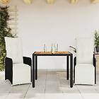 vidaXL Caféset med dynor 3 delar konstrotting svart 3277127