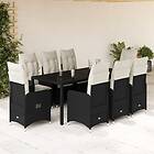vidaXL Caféset med dynor 9 delar konstrotting svart 3276994