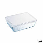 Pyrex Rektangulär matlåda med lock Cook & Freeze 25 x 20 cm Transparent Silikon Glas 2,6l (6 antal)