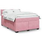vidaXL Ramsäng med madrass rosa 160x200 cm sammet 3288665