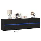 vidaXL Väggmonterad tv-bänk LEDs svart 180x31x45 cm 3307934