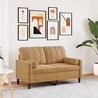 vidaXL 2-sitssoffa med prydnadskuddar brun 120 cm sammet 3278216