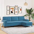 vidaXL 3-sitssoffa med fotpall blå 210 cm sammet 3278286