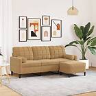 vidaXL 3-sitssoffa med fotpall brun 180 cm sammet 3278274