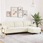 vidaXL 3-sitssoffa med fotpall gräddvit 210 cm sammet 3278285