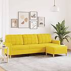 vidaXL 3-sitssoffa med fotpall Ljusgul 210 cm tyg 3278254