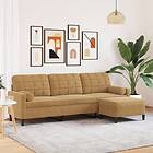 vidaXL 3-sitssoffa med fotpall brun 210 cm sammet 3278284