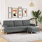 vidaXL 3-sitssoffa med fotpall mörkgrå 210 cm tyg 3278250