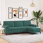 vidaXL 3-sitssoffa med fotpall mörkgrön 210 cm sammet 3278279