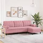 vidaXL 3-sitssoffa med fotpall rosa 210 cm sammet 3278280