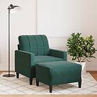 vidaXL Fåtölj med fotpall mörkgrön 60 cm sammet 3278259