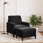 vidaXL Fåtölj med fotpall svart 60 cm sammet 3278262