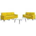 vidaXL Soffgrupp med dynor och bolster 2 delar gul sammet 3278417