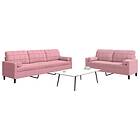 vidaXL Soffgrupp med dynor och bolster 2 delar rosa sammet 3278494