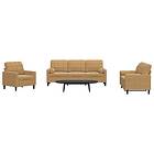 vidaXL Soffgrupp med dynor och bolster 3 delar brun sammet 3278378