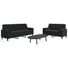 vidaXL Soffgrupp med dynor och bolster 2 delar svart sammet 3278416
