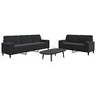 vidaXL Soffgrupp med dynor och bolster 2 delar svart sammet 3278496