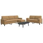 vidaXL Soffgrupp med dynor och bolster 3 delar brun sammet 3278508