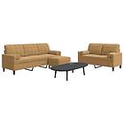vidaXL Soffgrupp med dynor och bolster 3 delar brun sammet 3278428