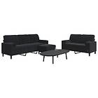 vidaXL Soffgrupp med dynor och bolster 3 delar svart sammet 3278426