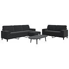 vidaXL Soffgrupp med dynor och bolster 3 delar svart sammet 3278506
