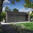 Plus Trädgårdshus Multi 14,5 m2 Classic m² 3 moduler med enkel- och dubbeldörrar inkl. takpapp/aluminiumgjutning/H-stolpfötter 1695936-1 M2