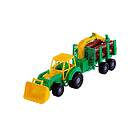 Cavallino Toys Junior Tractor with Crane Trailer and Wood 46cm