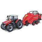 Bburago Massey Ferguson 8740S with Bale Lifter Tractor 10 cm