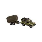 Kids Globe Die-cast Land Rover With Army Trailer 27cm