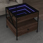 vidaXL Soffbord med Infinity LEDs brun ek 50x50x51 cm