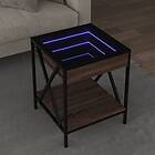 vidaXL Soffbord med Infinity LEDs brun ek 40x40x49 cm